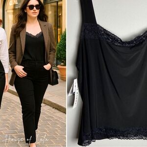 NWT black tank top beaded lace detail. Camisole summer shirt.